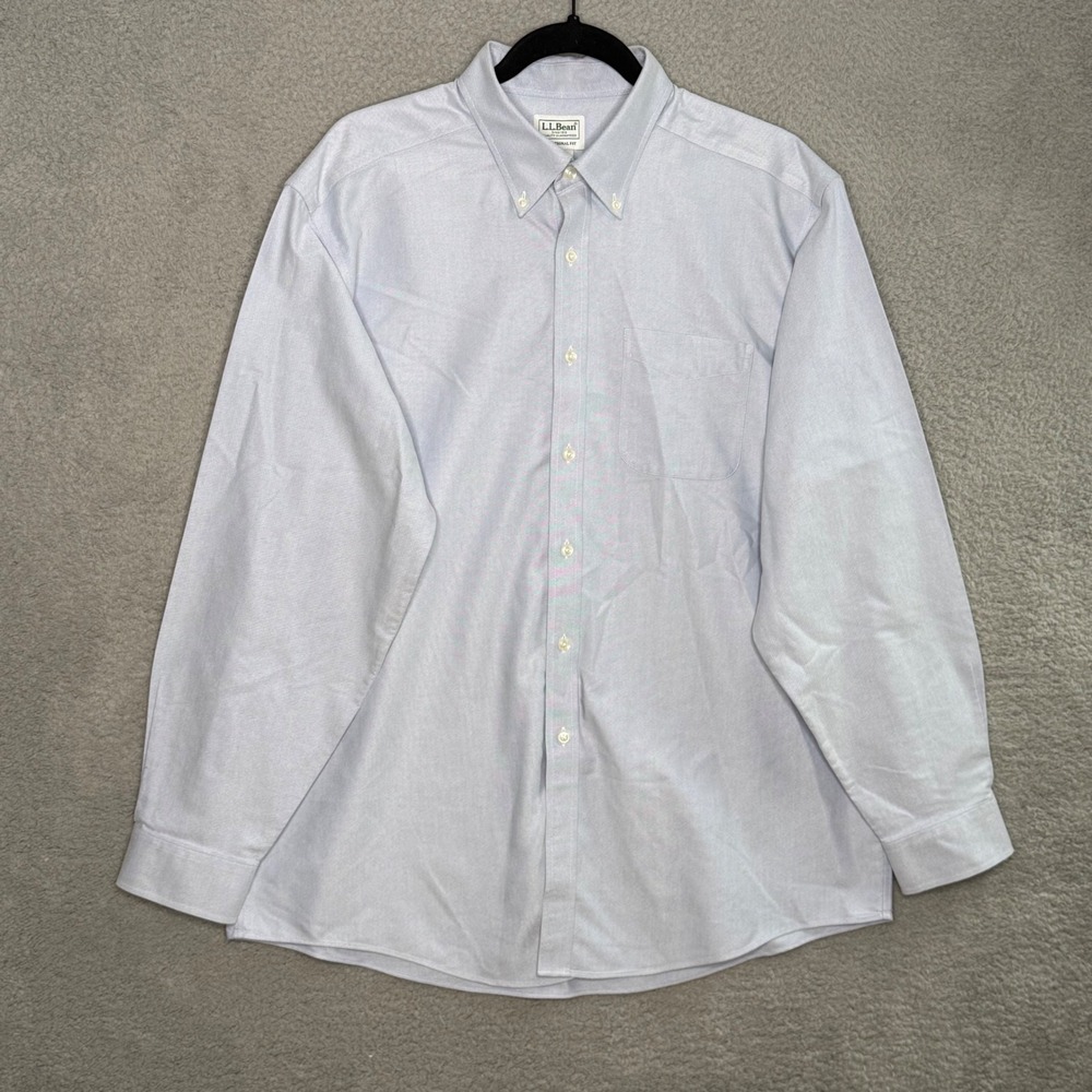 LL Bean Mens Traditional Fit Oxford Shirt Light Blue 16.5-35 209410 Cotton